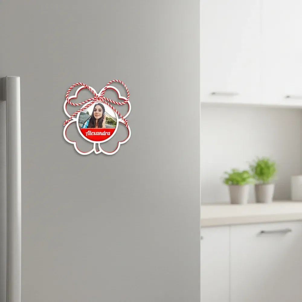Mărțișor Personalizat 3D Magnetic - Trifoi Cu Poză, Nume Sau Text Mărțișor Personalizat 3D Magnetic - Trifoi Cu Poză, Nume Sau Text