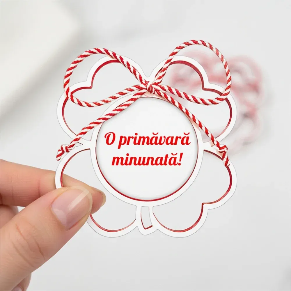 Mărțișor Personalizat 3D Magnetic - Trifoi Cu Text Mărțișor Personalizat 3D Magnetic - Trifoi Cu Text