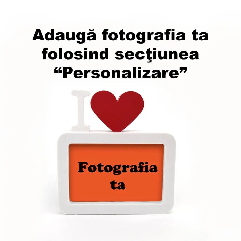 Ramă Foto Personalizată - Model "I Love" cu O Poză