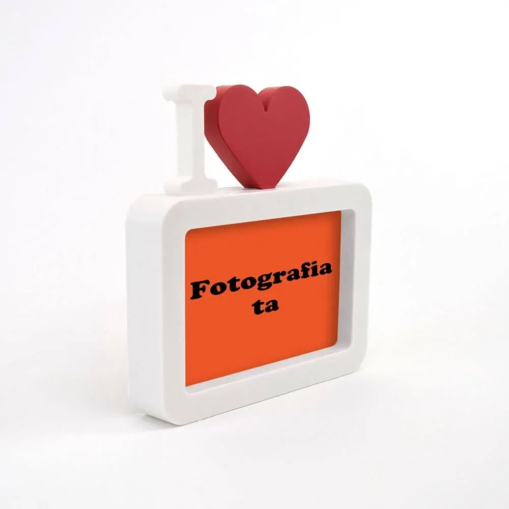 Ramă Foto Personalizată - Model "I Love" cu O Poză