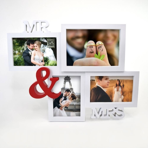 Ramă Foto Personalizată - Model "MR&amp;MRS" cu Patru Poze