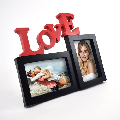 Ramă Foto Personalizată - Model "LOVE" cu Două Poze