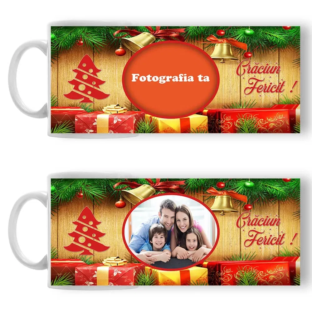 Cană Personalizată - Model "Merry Christmas" Cu O Poză