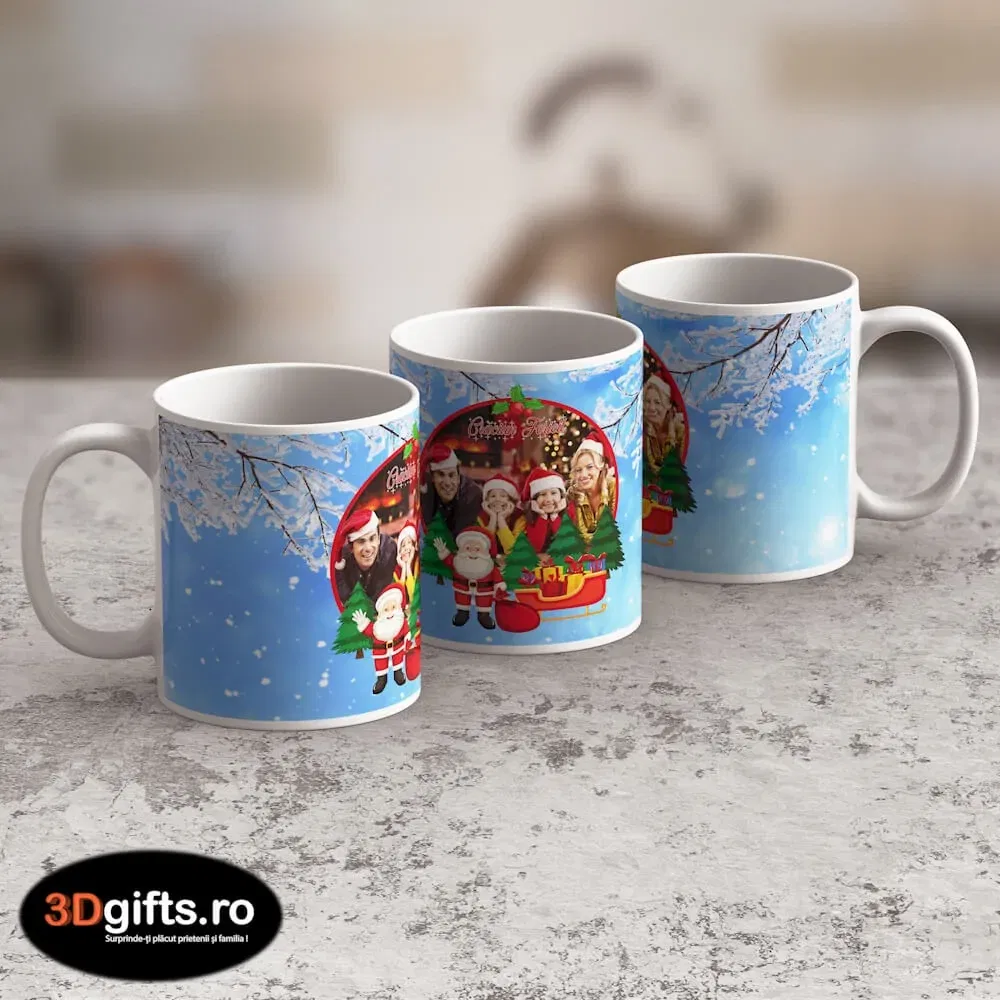 Cană Personalizată - Model "Crăciun Diafan" Cu O Poză