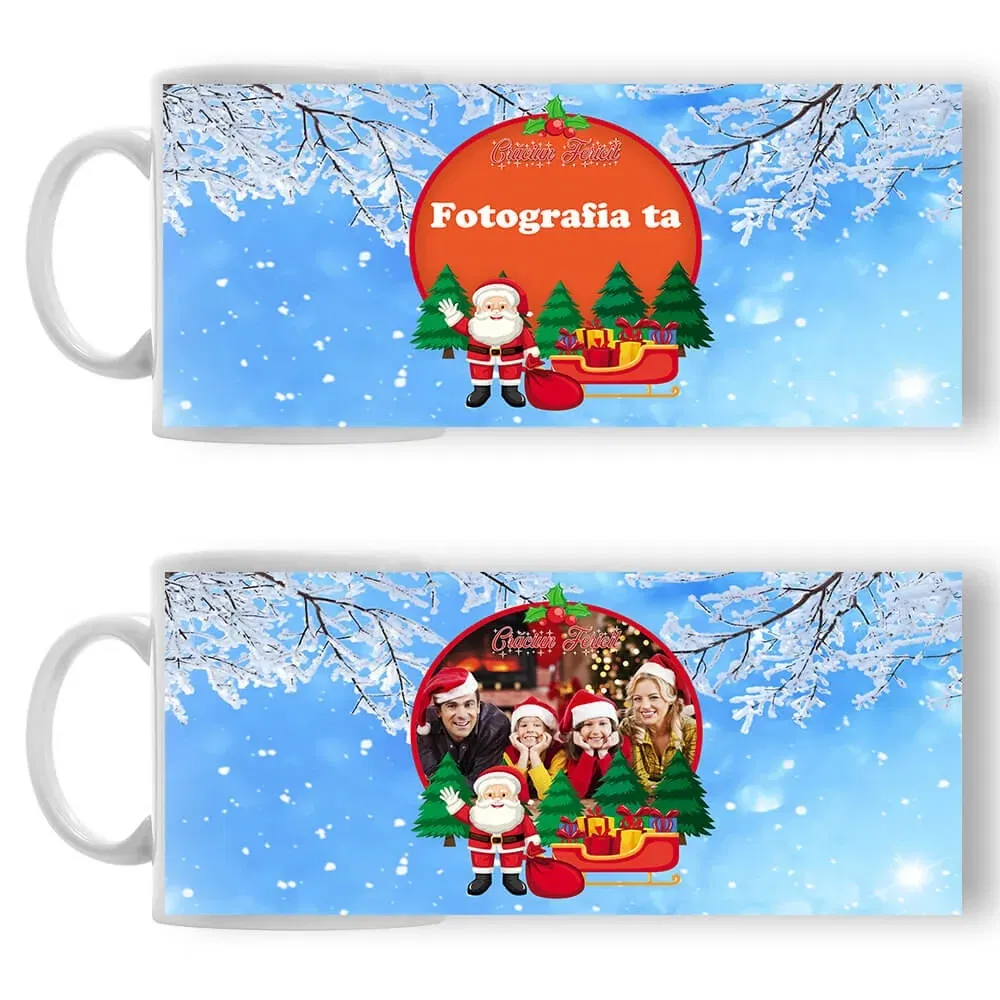 Cană Personalizată - Model "Crăciun Diafan" Cu O Poză