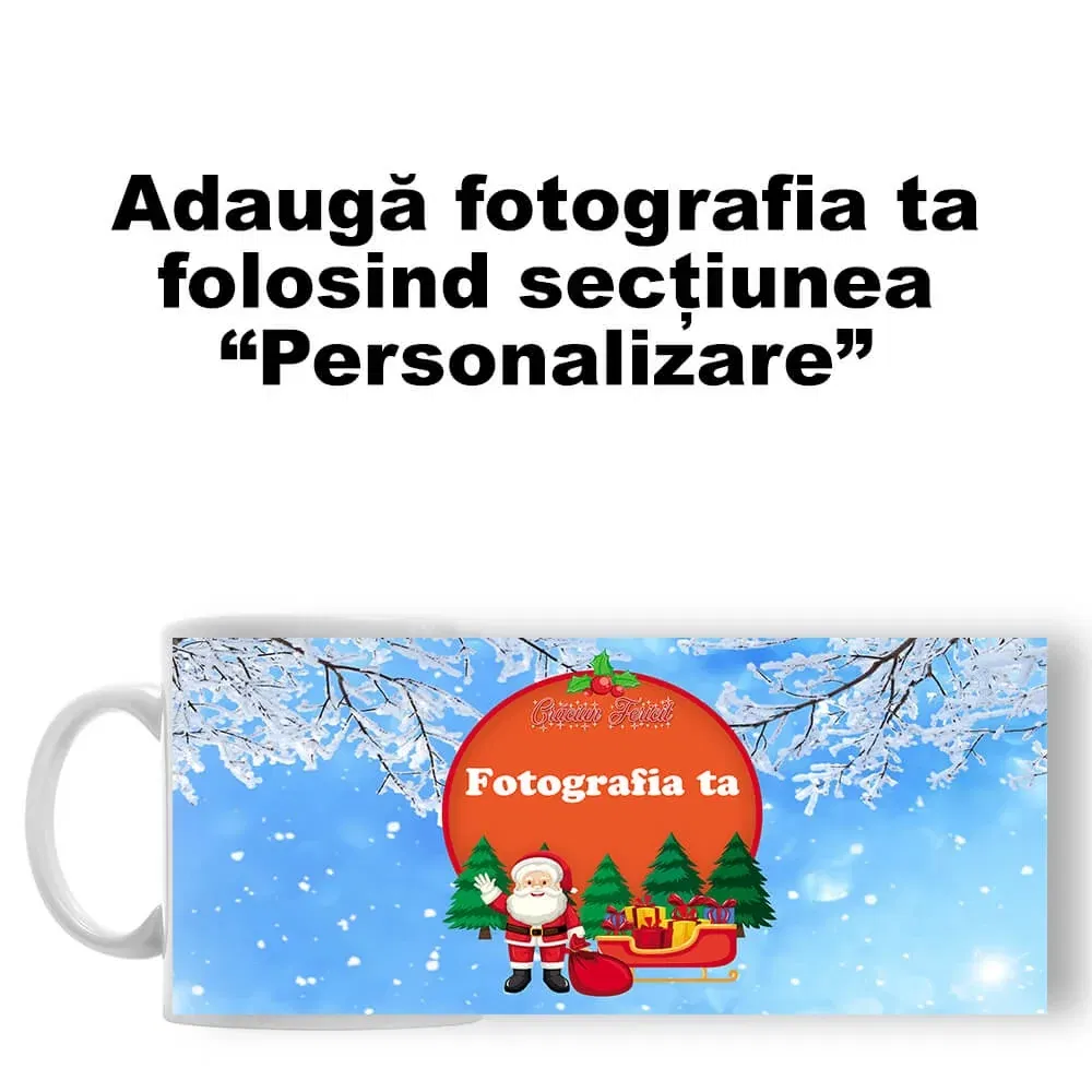 Cană Personalizată - Model "Crăciun Diafan" Cu O Poză