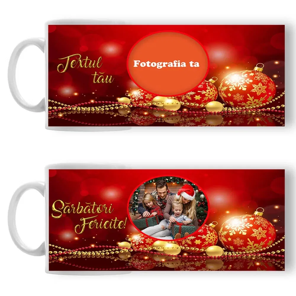 Cană Personalizată - Model "Crăciun Fericit" Cu O Poză Și Text