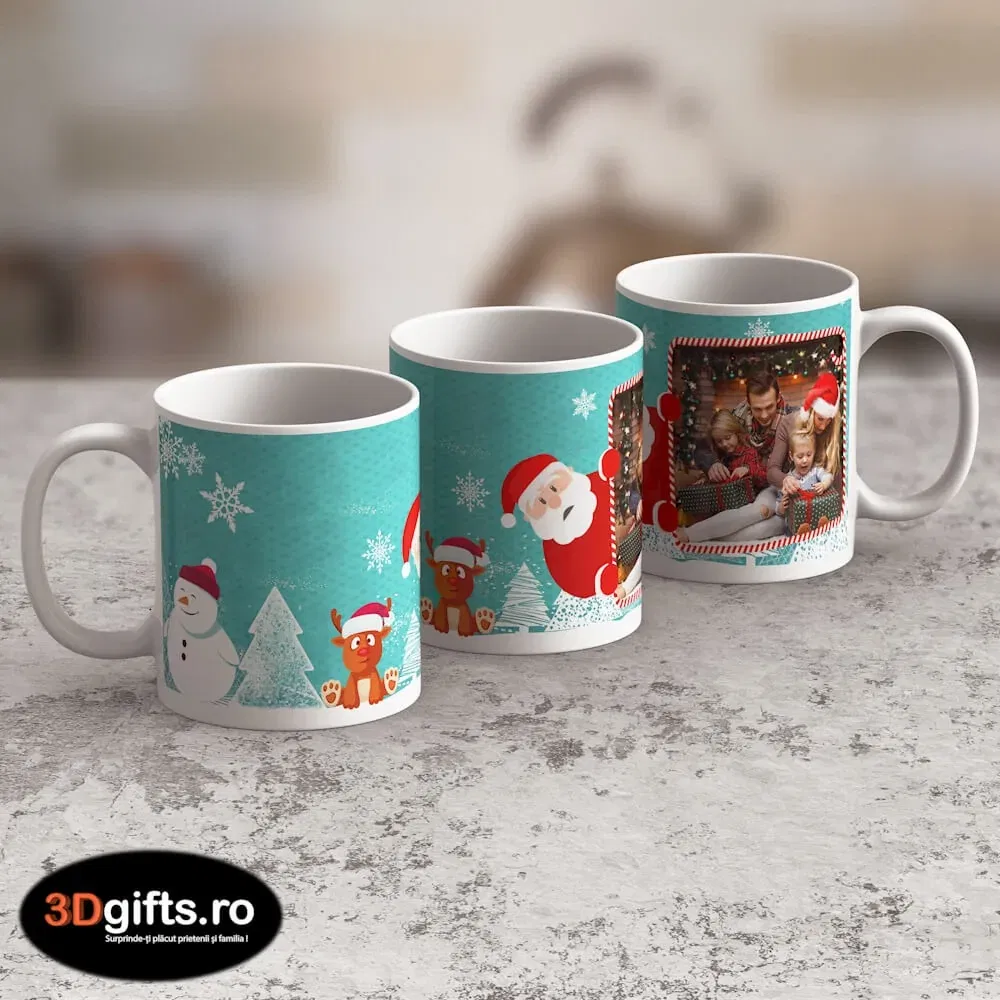 Cană Personalizată - Model "Daruri De Crăciun" Cu O Poză