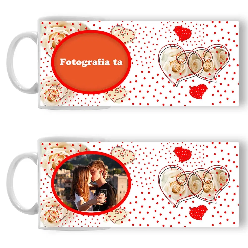 Cană Personalizată - Model "Love Dots" Cu O Poză Cană Personalizată - Model "Love Dots" Cu O Poză