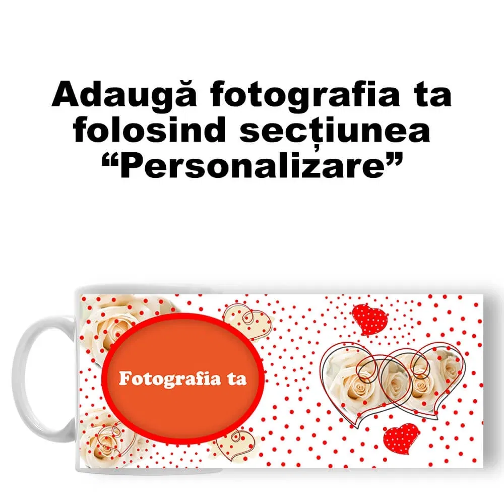 Cană Personalizată - Model "Love Dots" Cu O Poză Cană Personalizată - Model "Love Dots" Cu O Poză
