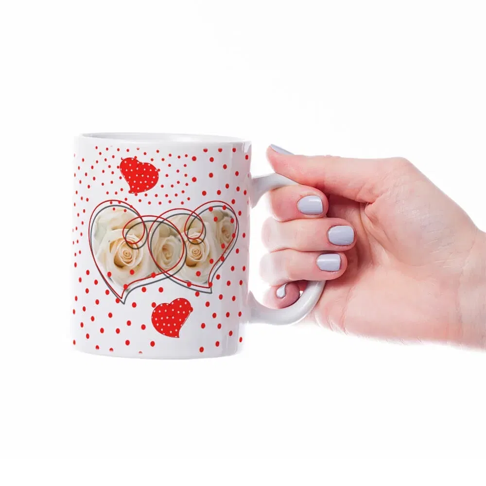 Cană Personalizată - Model "Love Dots" Cu O Poză Cană Personalizată - Model "Love Dots" Cu O Poză