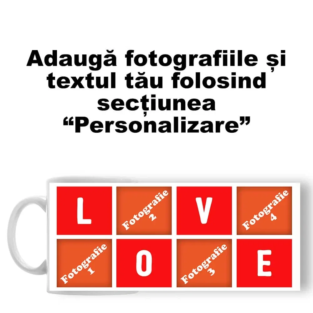 Cană Personalizată - Model "Original Love" Cu Patru Poze