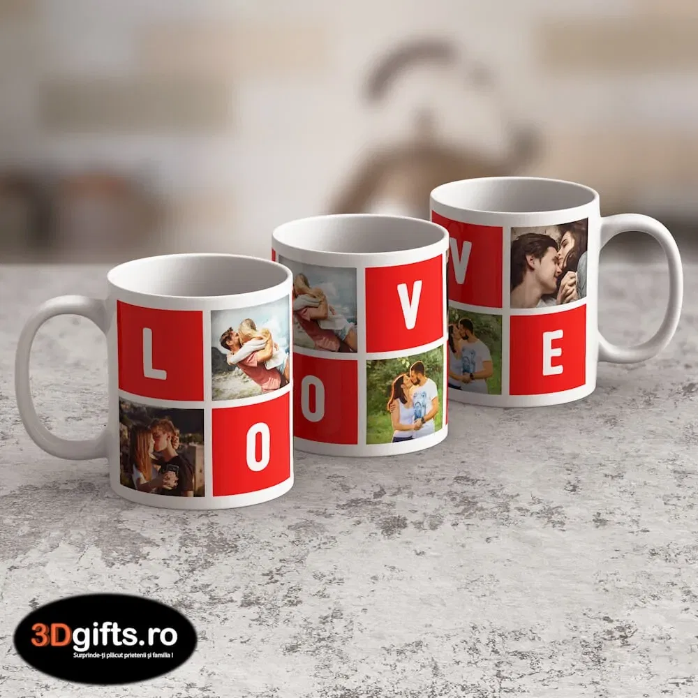 Cană Personalizată - Model "Original Love" Cu Patru Poze
