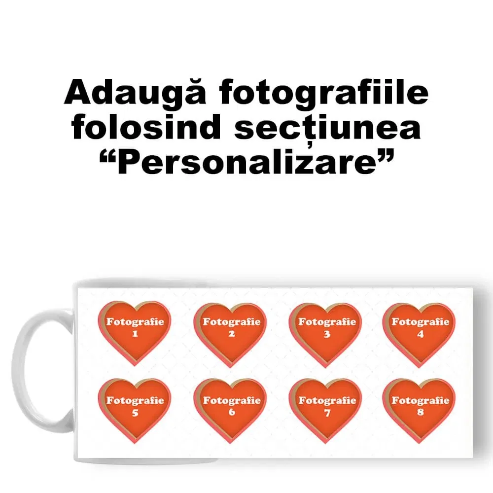 Cană Personalizată - Model "Love Moments" Cu Opt Poze