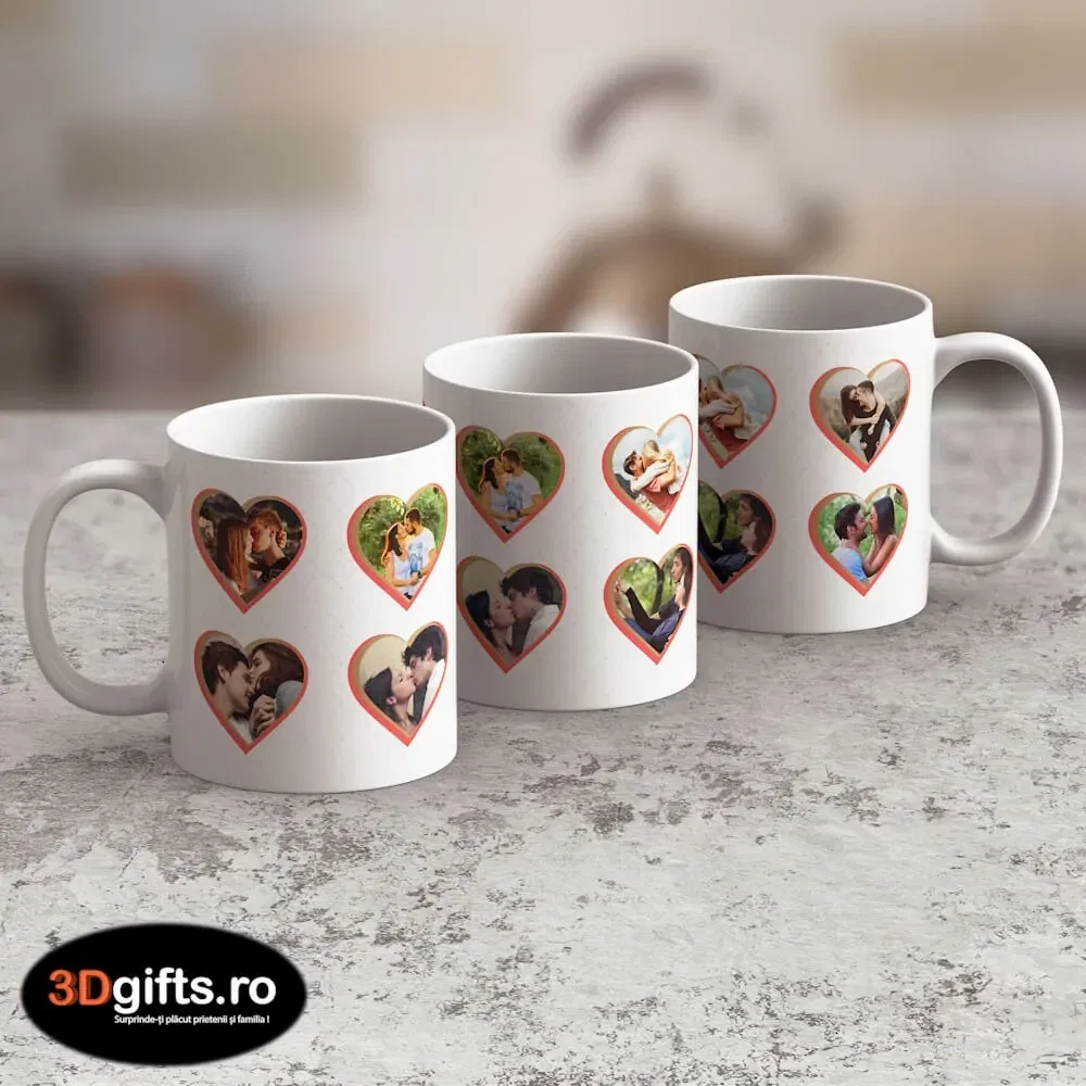Cană Personalizată - Model "Love Moments" Cu Opt Poze