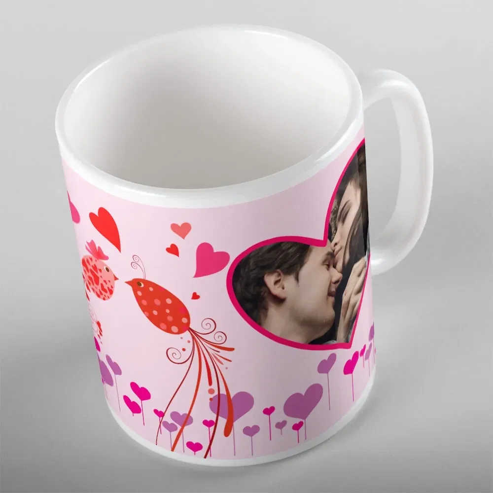 Cană Personalizată - Model "Loving Birds" Cu Două Poze