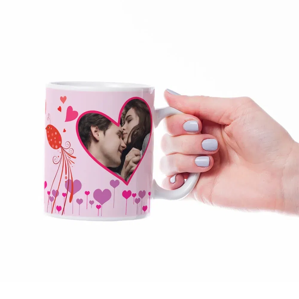 Cană Personalizată - Model "Loving Birds" Cu Două Poze