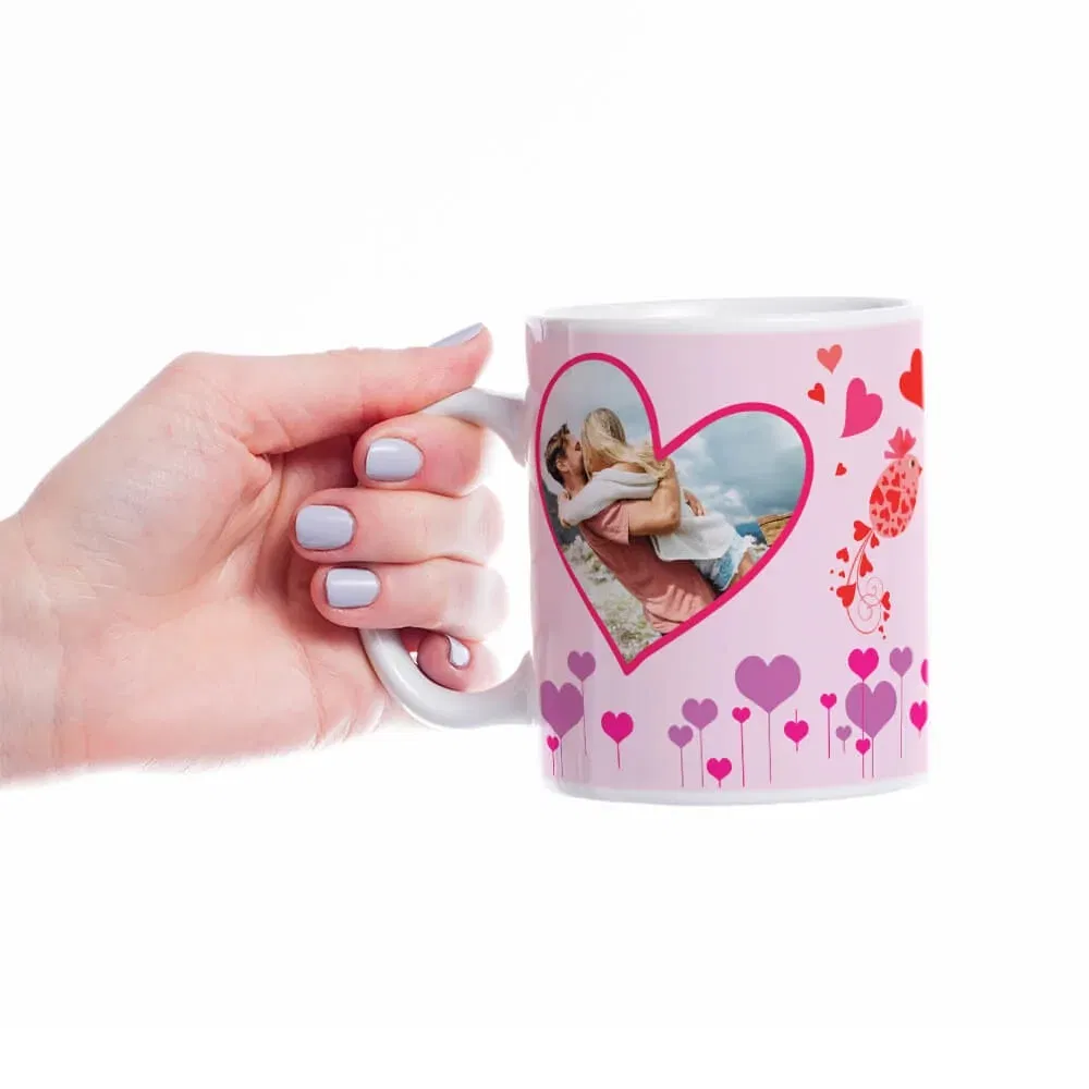Cană Personalizată - Model "Loving Birds" Cu Două Poze
