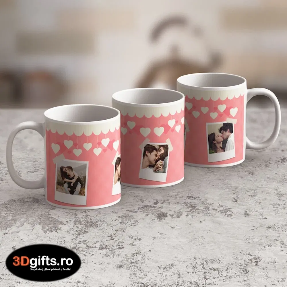 Cană Personalizată - Model "Amintirile Dragostei" Cu Trei Poze