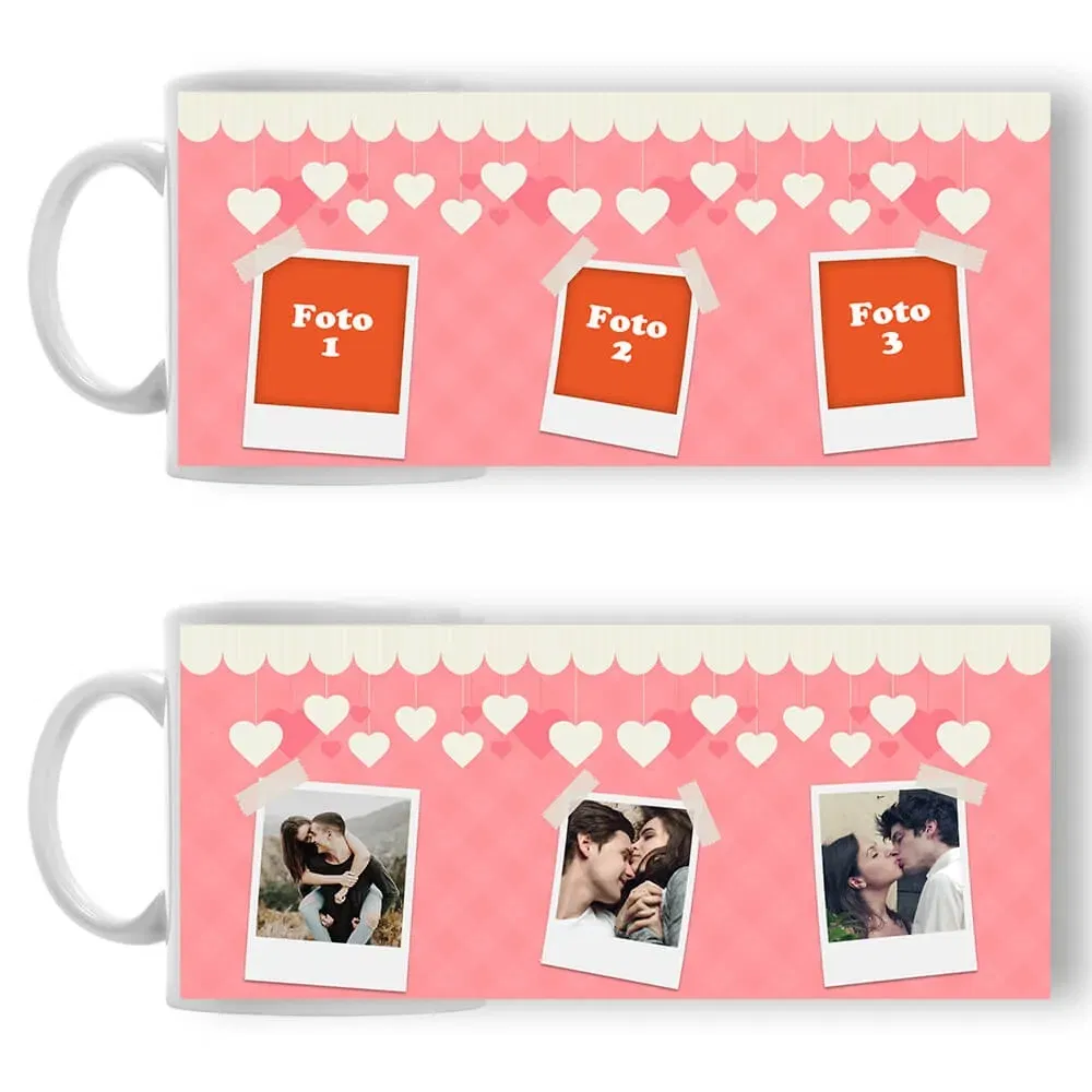 Cană Personalizată - Model "Amintirile Dragostei" Cu Trei Poze