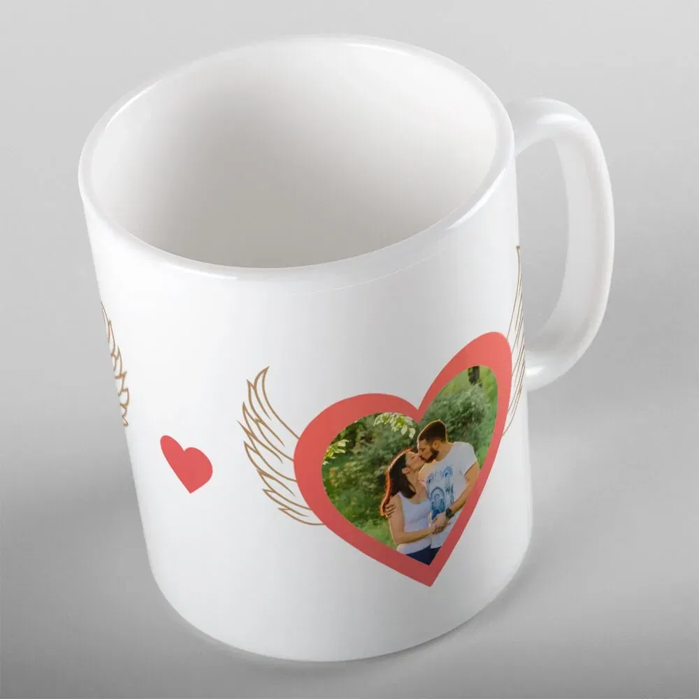 Cană Personalizată - Model "Dragoste De Înger" Cu Două Poze