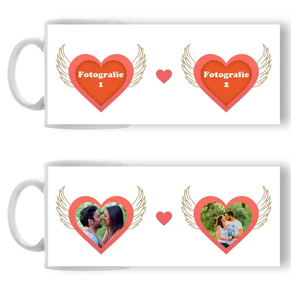 Cană Personalizată - Model "Dragoste De Înger" Cu Două Poze