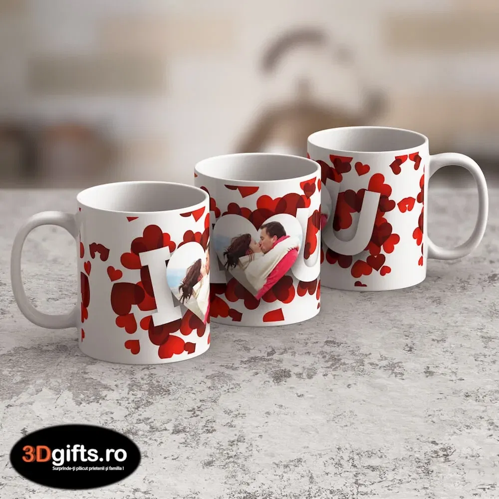 Cană Personalizată - Model "I Love You" Cu O Poză