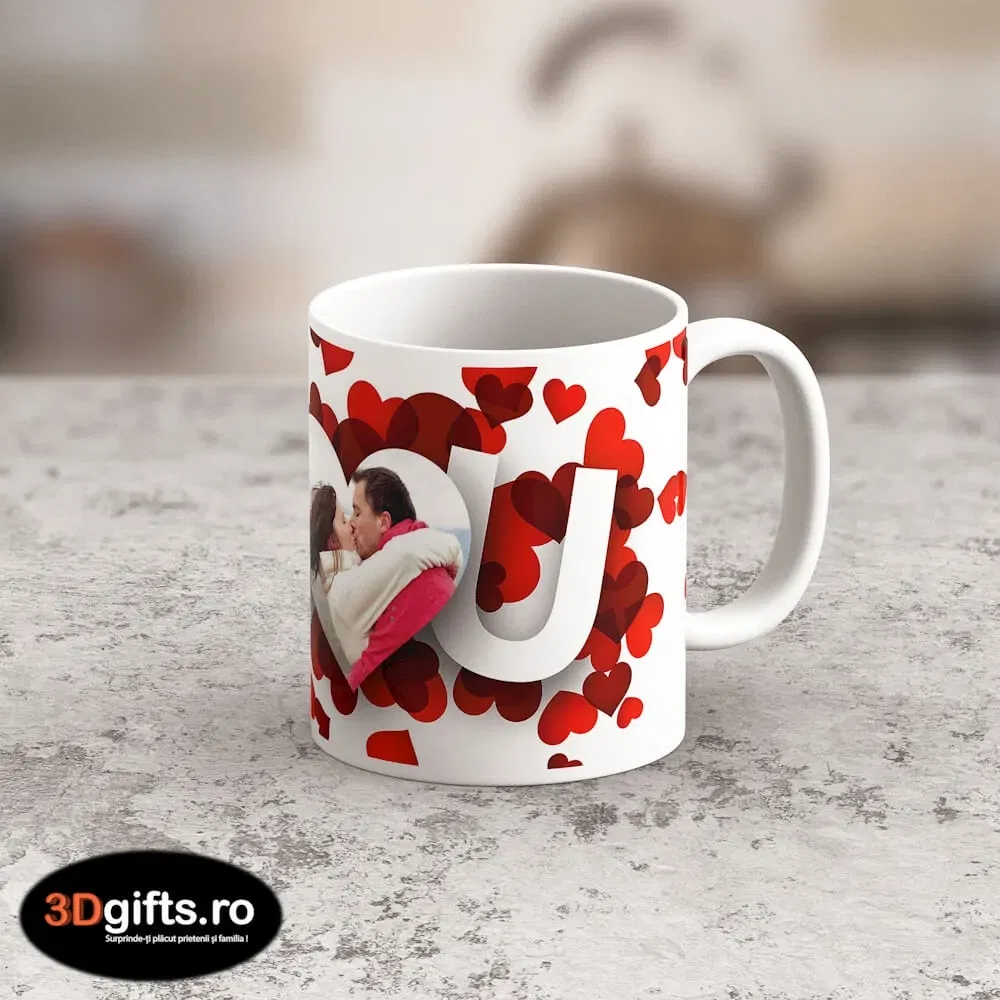 Cană Personalizată - Model "I Love You" Cu O Poză