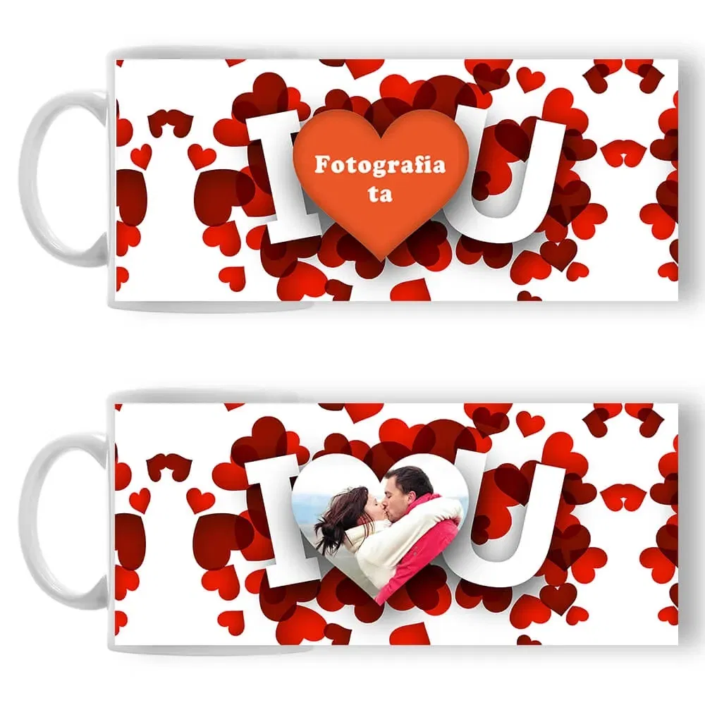 Cană Personalizată - Model "I Love You" Cu O Poză