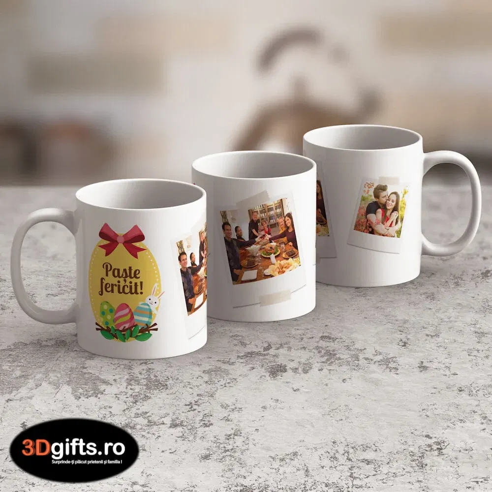 Cană Personalizată - Model "Golden Egg" Cu Două Poze