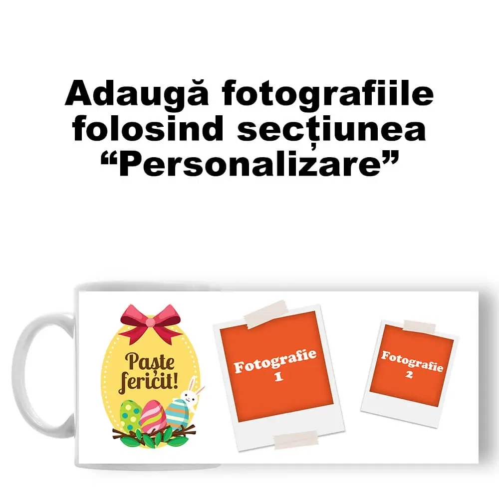 Cană Personalizată - Model "Golden Egg" Cu Două Poze