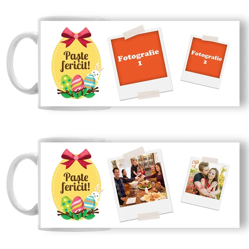 Cană Personalizată - Model "Golden Egg" Cu Două Poze