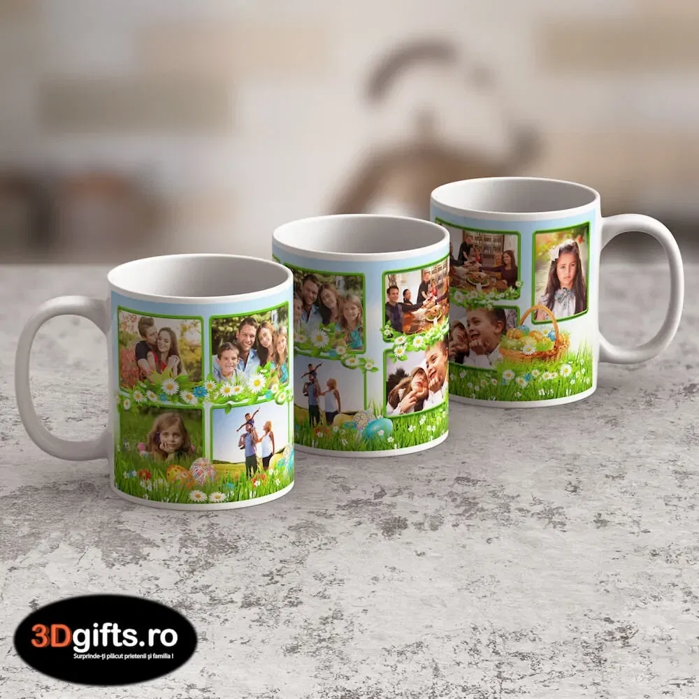 Cană Personalizată - Model "Nature Easter" Cu Șapte Poze