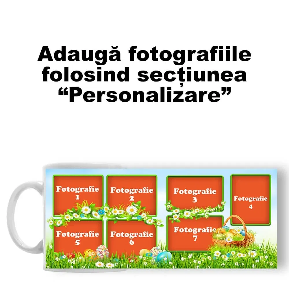 Cană Personalizată - Model "Nature Easter" Cu Șapte Poze