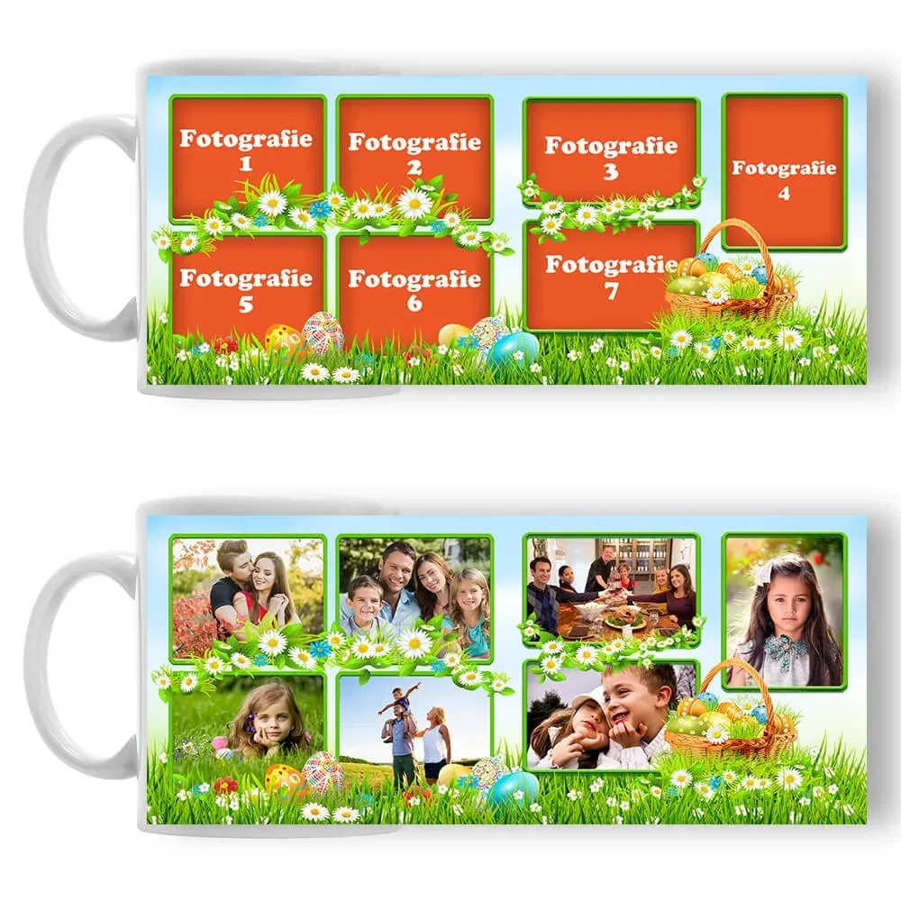 Cană Personalizată - Model "Nature Easter" Cu Șapte Poze