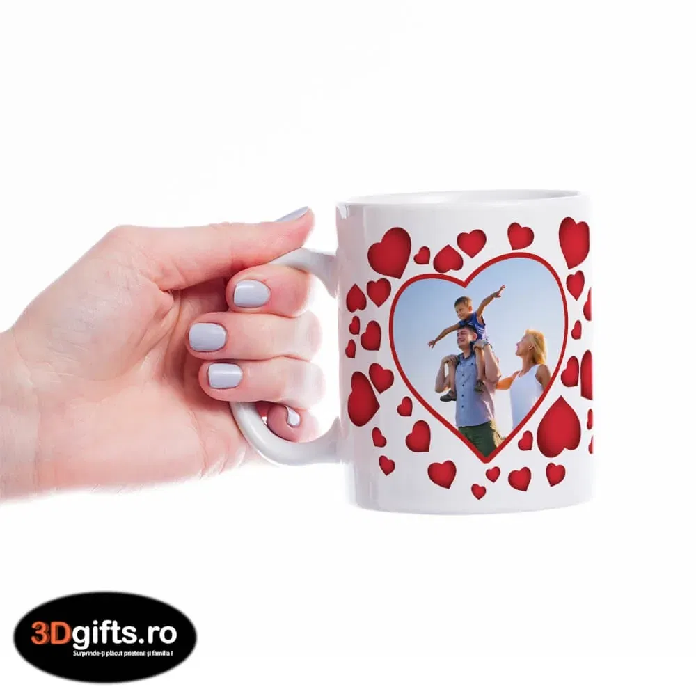 Cană Personalizată - Model "Love Portret" Cu Două Poze Și Text
