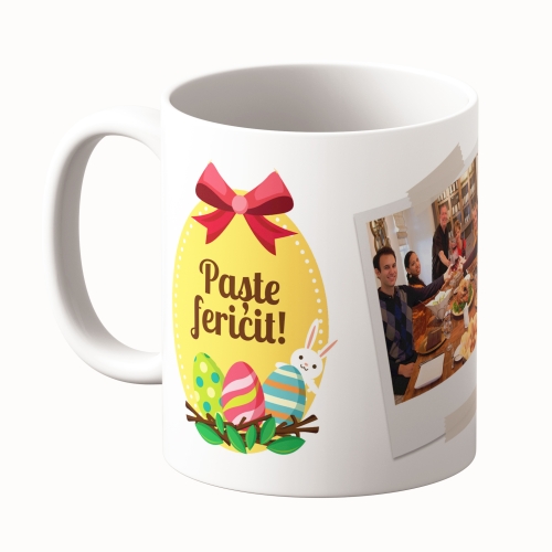 Cană Personalizată - Model "Golden Egg" Cu Două Poze