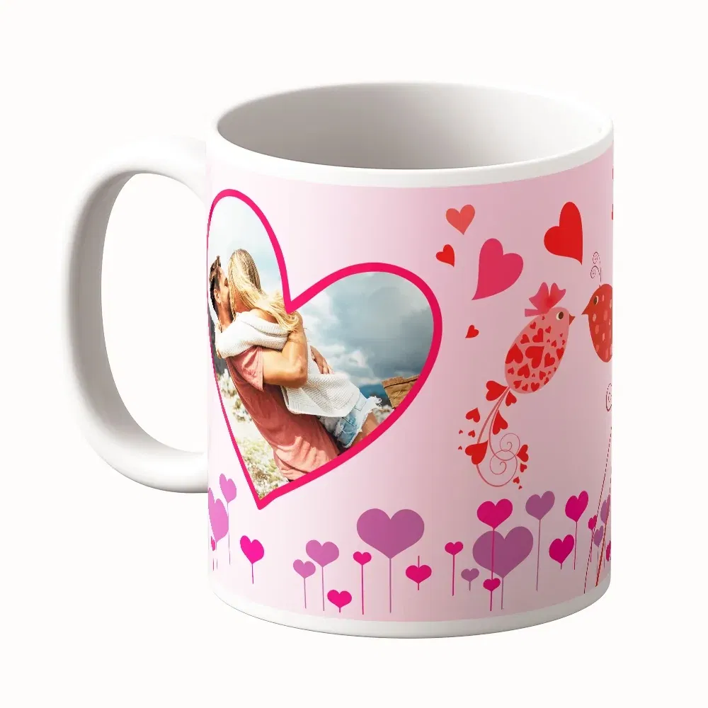Cană Personalizată - Model "Loving Birds" Cu Două Poze