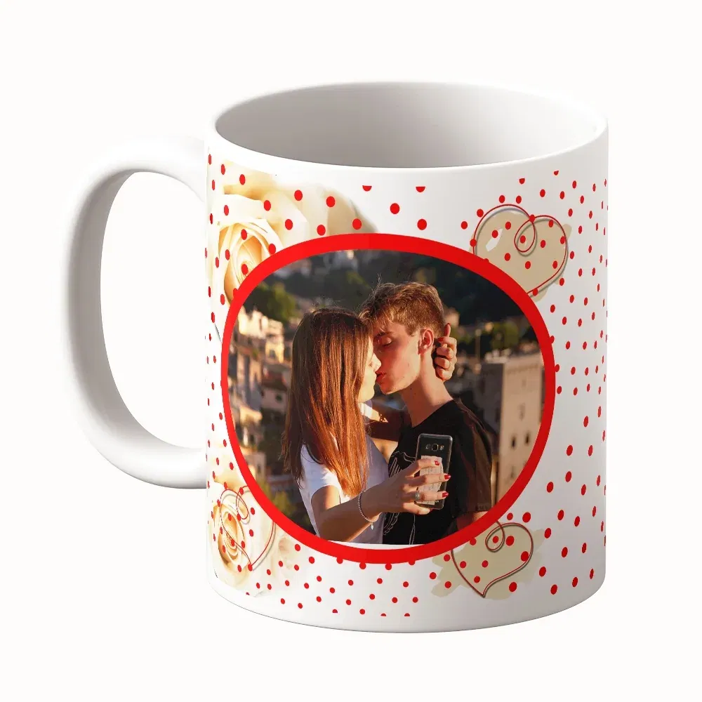 Cană Personalizată - Model "Love Dots" Cu O Poză