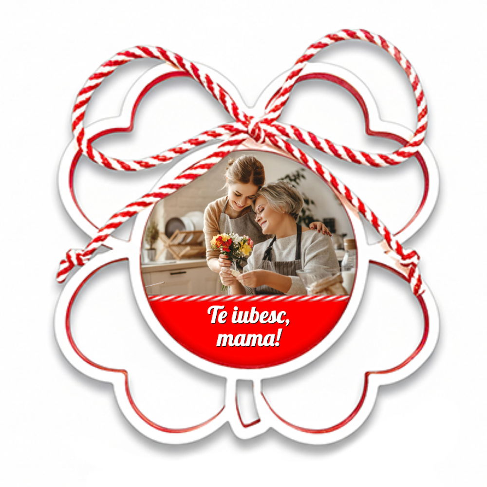 Mărțișor trifoi personalizat cu poză și text